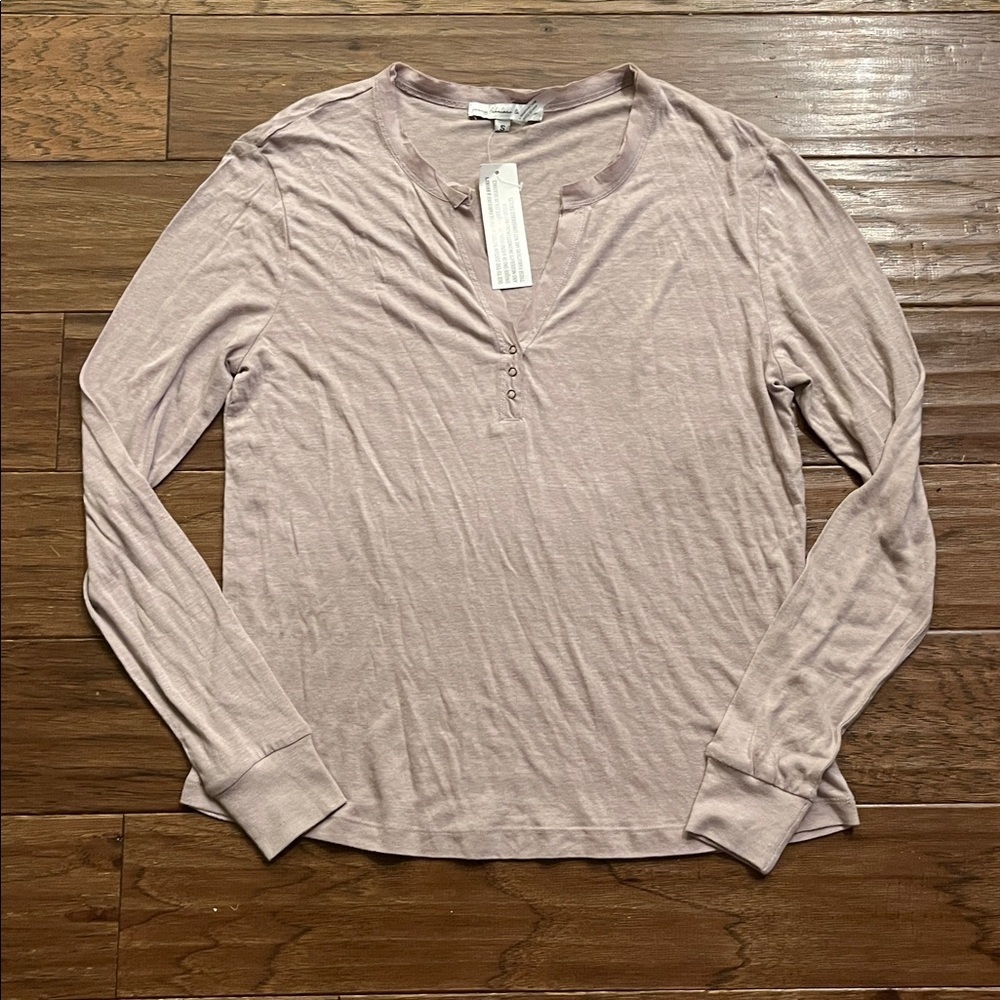 Young Fabulous & Broke Long Sleeve Rayon/Linen Blend Purple Henley Size S